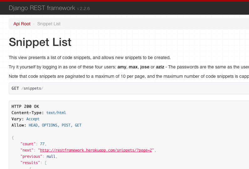 Скриншот - API с самоописанием