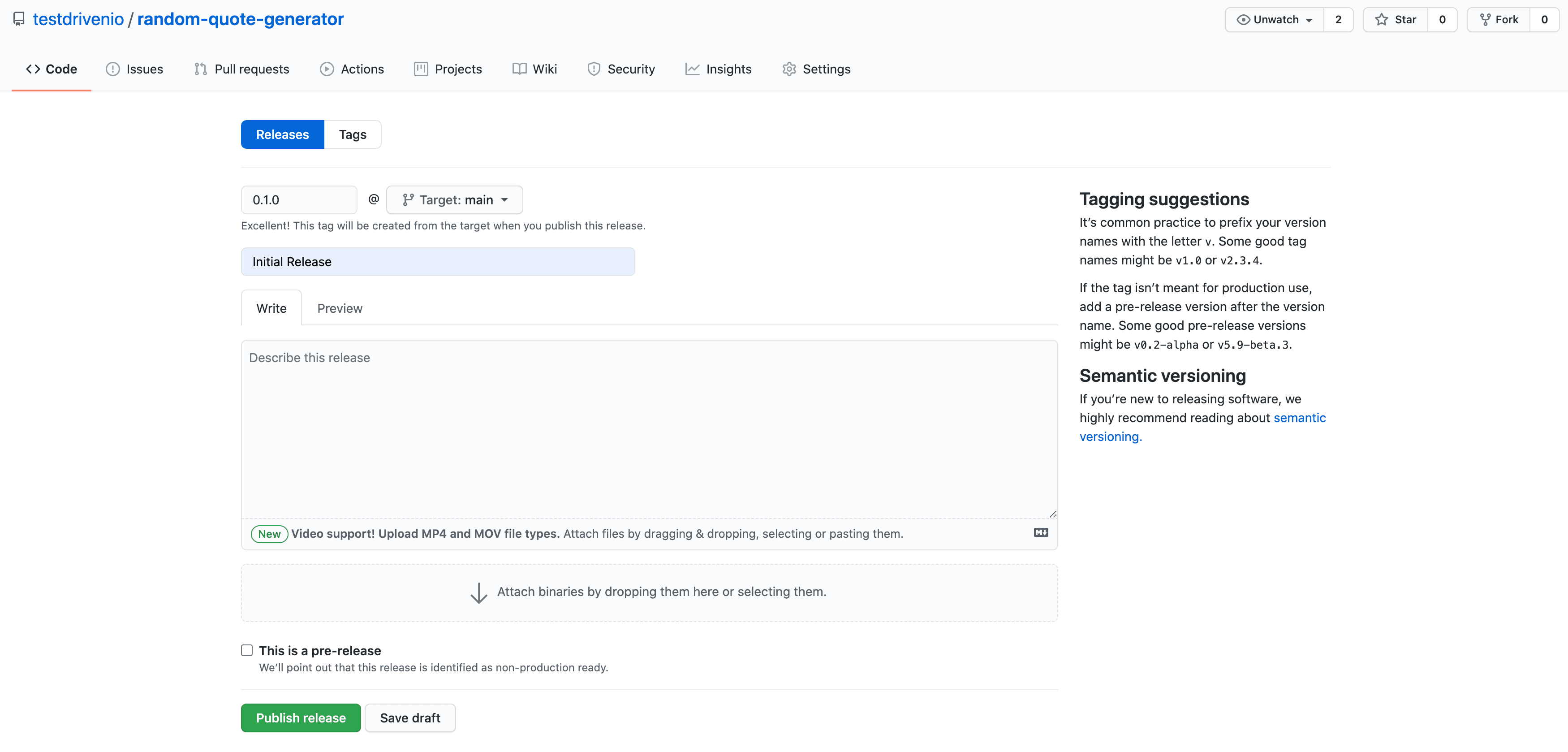 GitHub new release