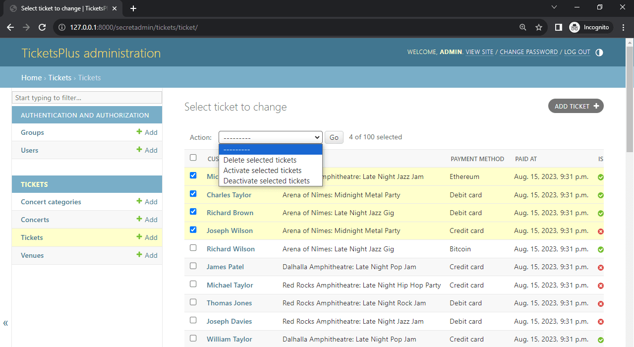 Django Admin Custom Action