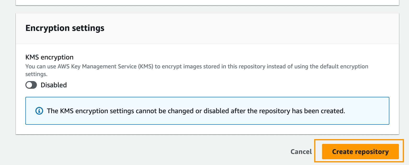 ECR Create repository