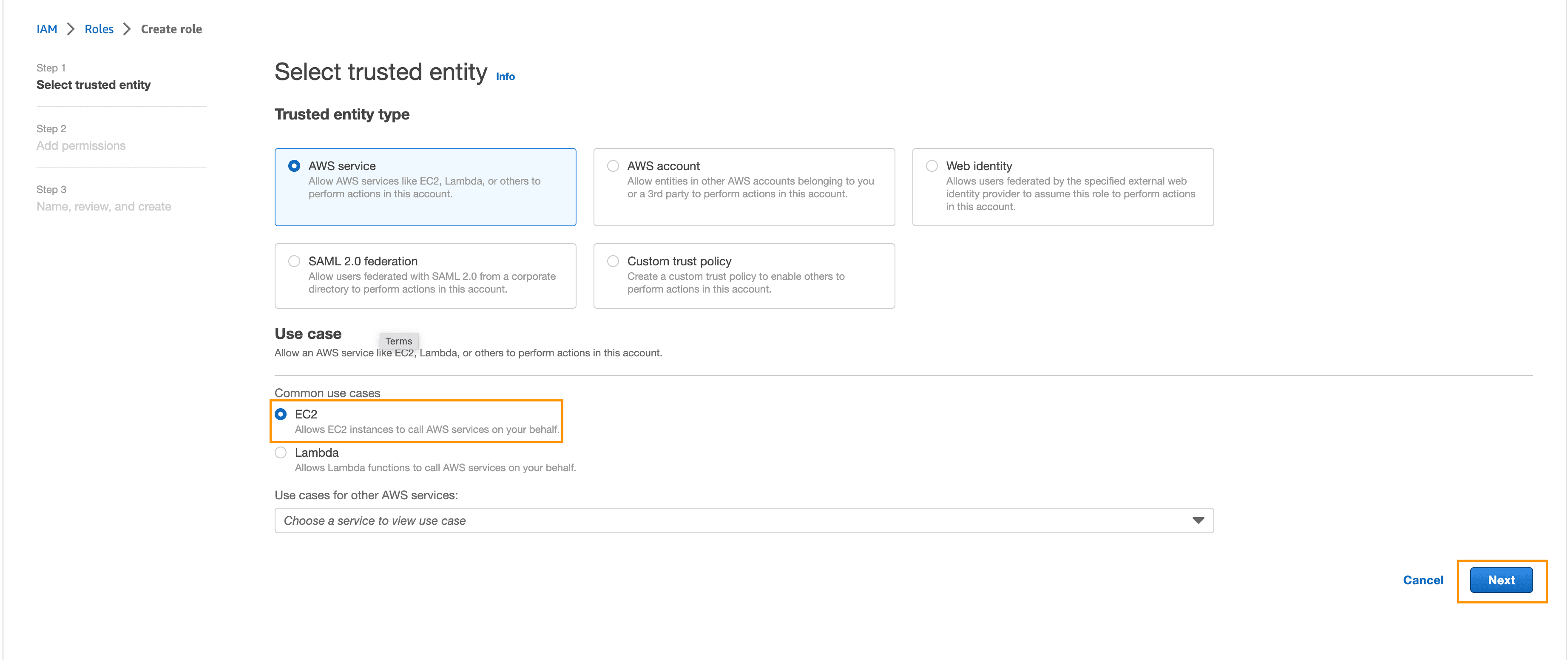 IAM Select Use Case