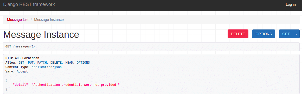 DRF Browsable API Response detail view