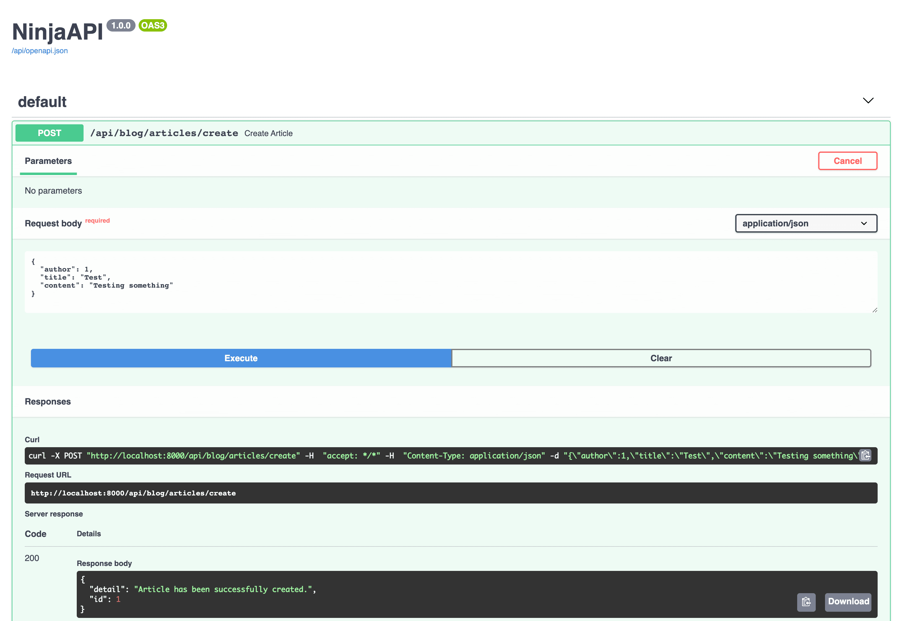 api docs