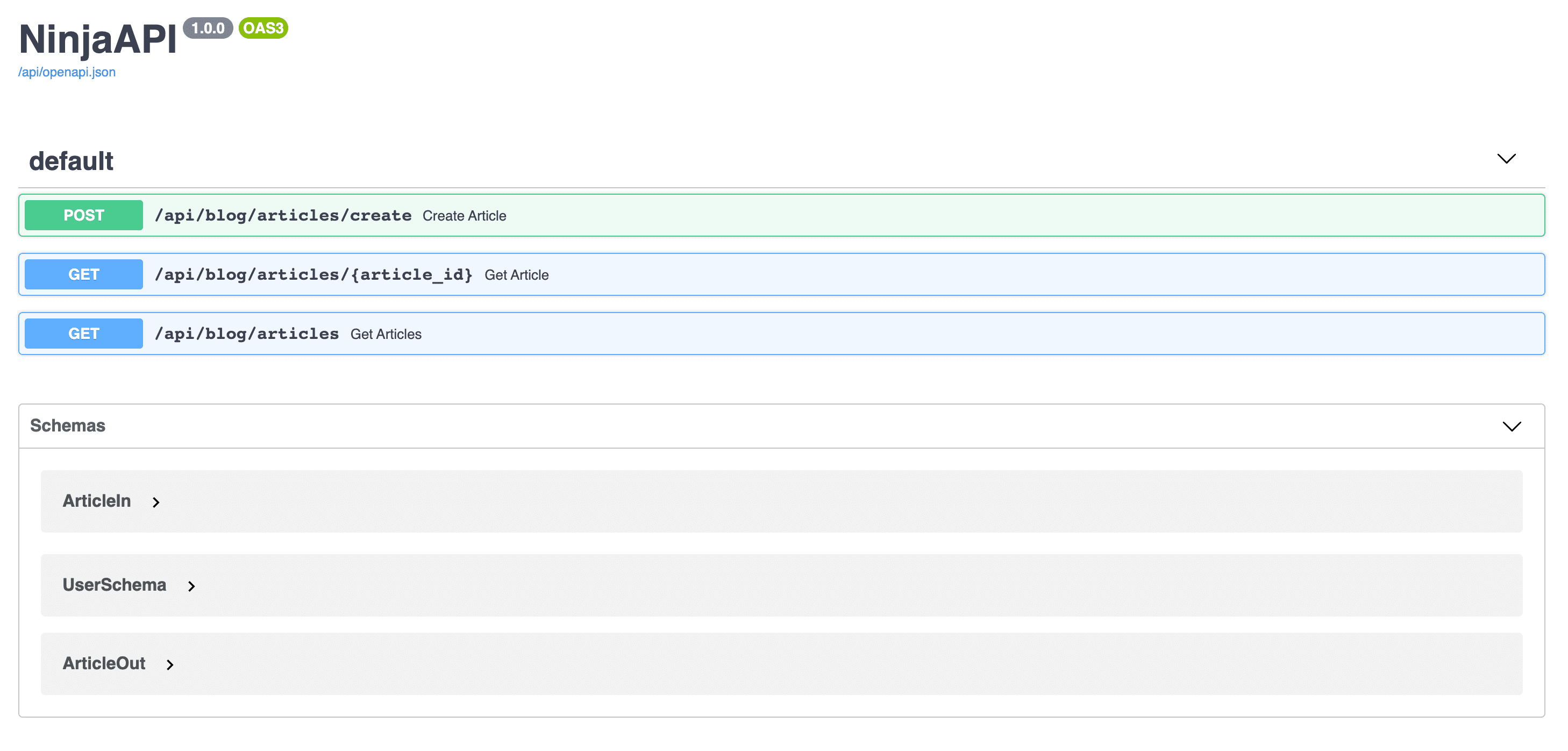 api docs