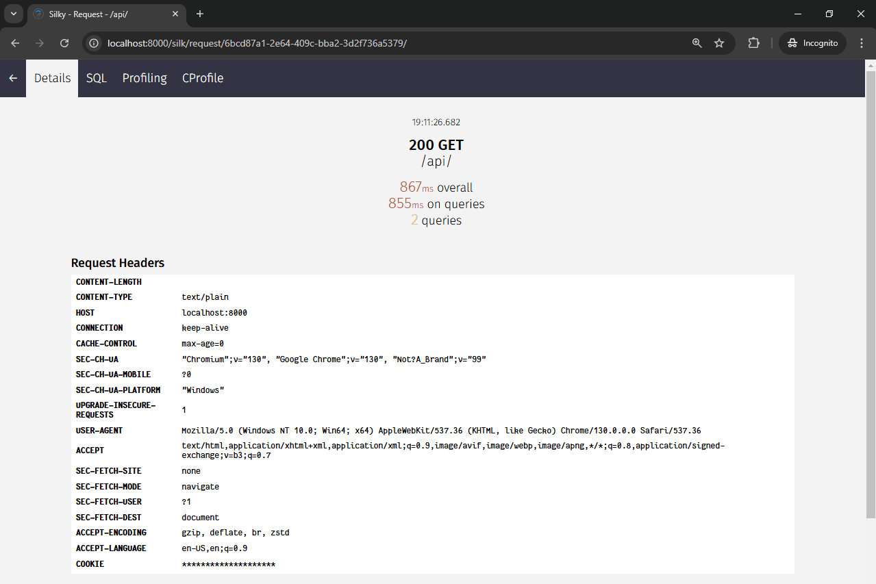 Django Silk Initial Benchmark