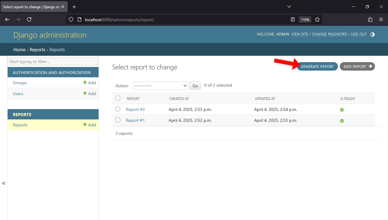 Django Admin Generate Report