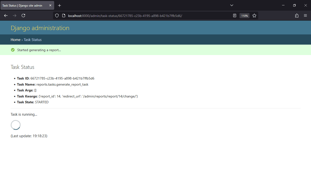 Django Admin Task Status