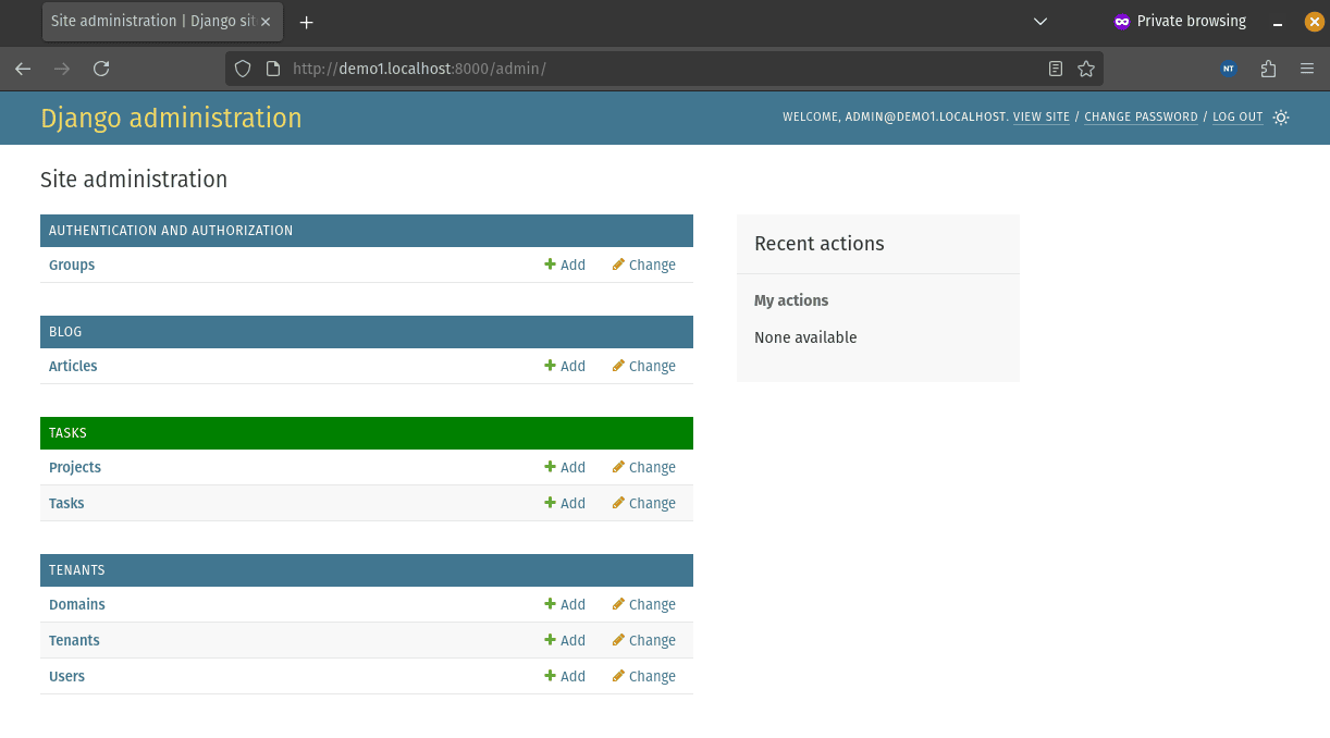 Django Tenants Admin Panel